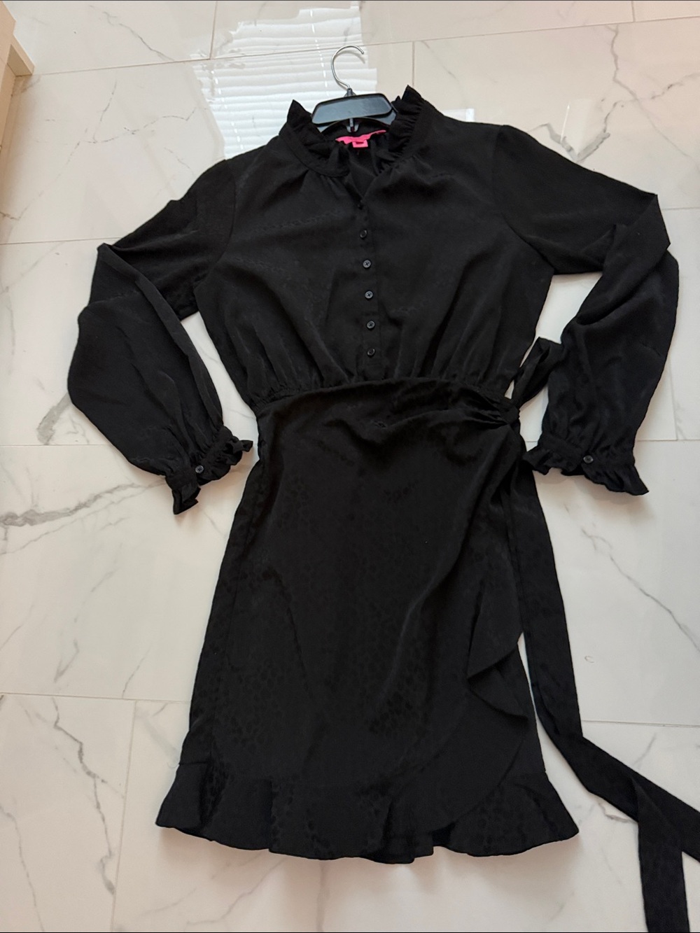 Lilly Pulitzer Abriana black animal print ruffle wrap dress sz 8